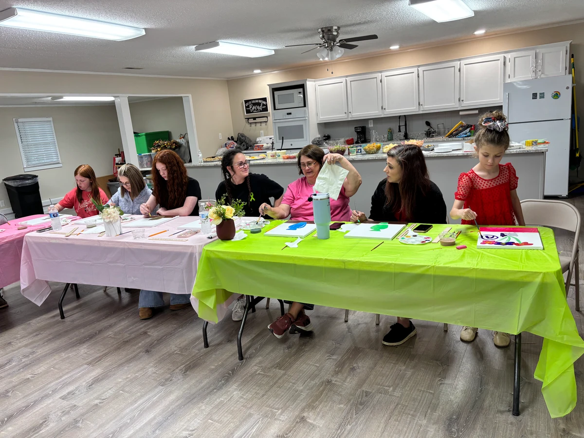 The ladies of the church at our paint and praise fellowship