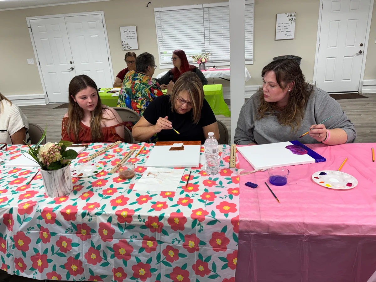 The ladies of the church at our paint and praise fellowship