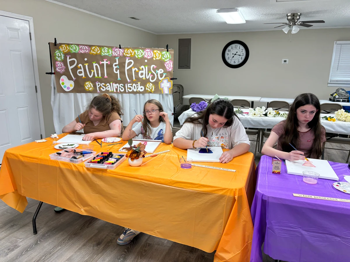 The ladies of the church at our paint and praise fellowship