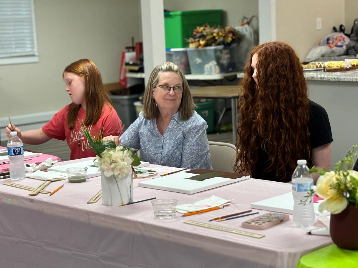 The ladies of the church at our paint and praise fellowship